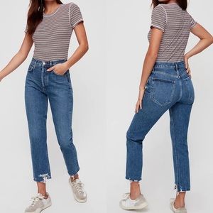 Agolde High-Rise Straight Crop Jeans in Medium Blue